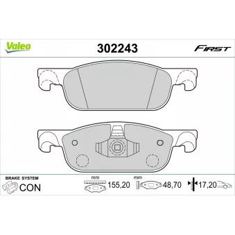 Jeu de 4 plaquettes de frein avant VALEO 302243