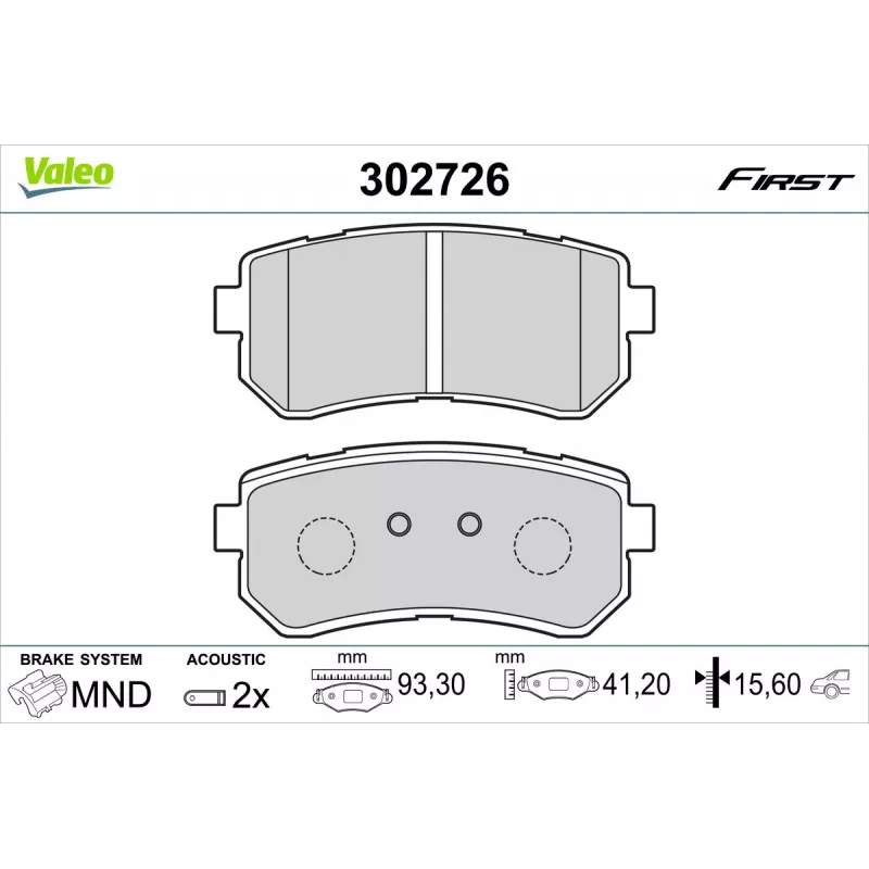 Jeu de 4 plaquettes de frein arrière VALEO 302726