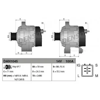 Alternateur DENSO DAN1045