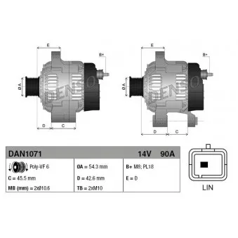 Alternateur DENSO DAN1071