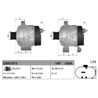 Alternateur DENSO DAN1073