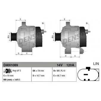 Alternateur DENSO DAN1089