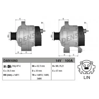 Alternateur DENSO DAN1093