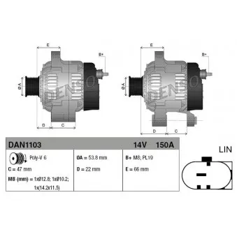 Alternateur DENSO DAN1103