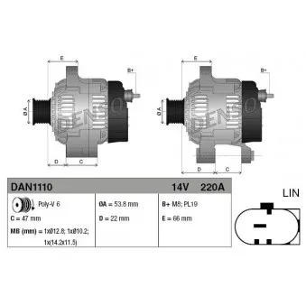 Alternateur DENSO DAN1110