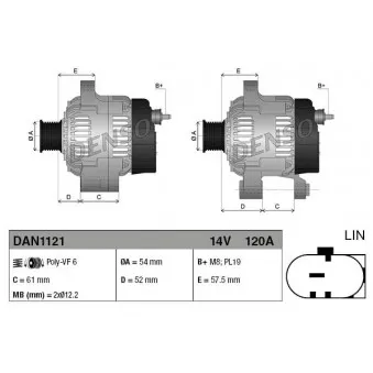 Alternateur DENSO DAN1121