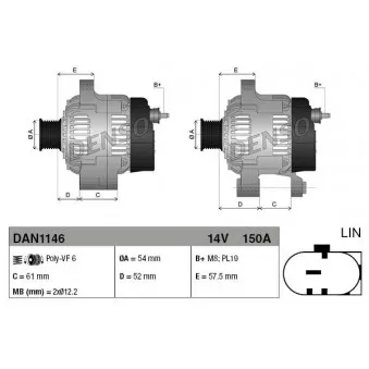 Alternateur DENSO DAN1146