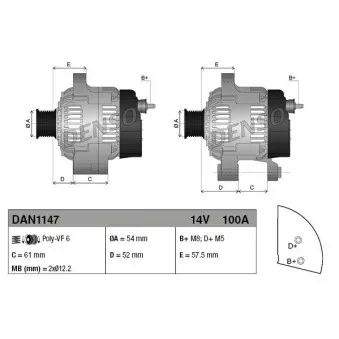 Alternateur DENSO DAN1147