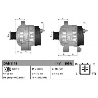 Alternateur DENSO DAN1148