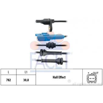 Capteur, vitesse de roue FACET 21.0061