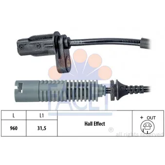 Capteur, vitesse de roue FACET 21.0077