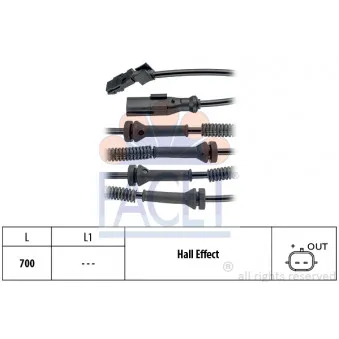 Capteur, vitesse de roue FACET 21.0146