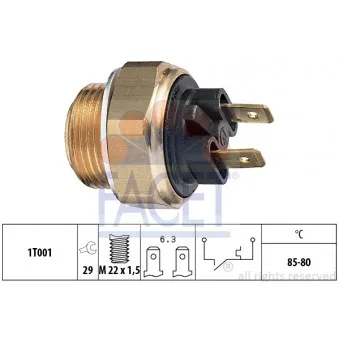 Interrupteur de température, ventilateur de radiateur FACET 7.5018