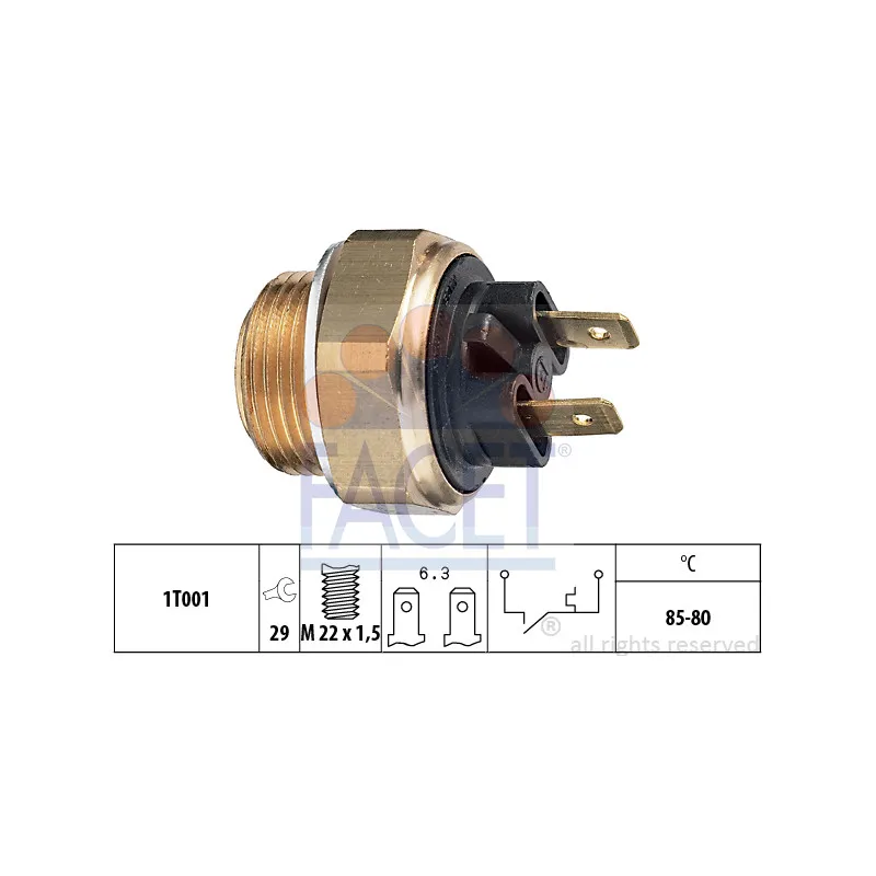 Interrupteur de température, ventilateur de radiateur FACET 7.5018