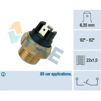 Interrupteur de température, ventilateur de radiateur FAE 37320