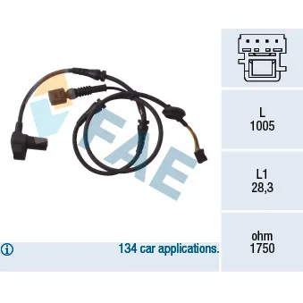 Capteur, vitesse de roue FAE 78004