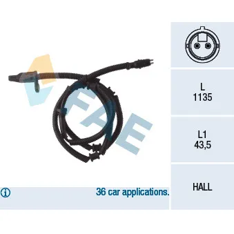 Capteur, vitesse de roue FAE 78056