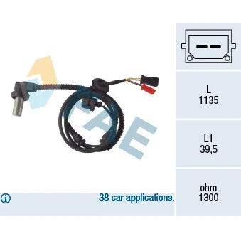 Capteur, vitesse de roue FAE 78085