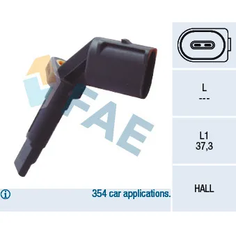 Capteur, vitesse de roue avant gauche FAE 78090