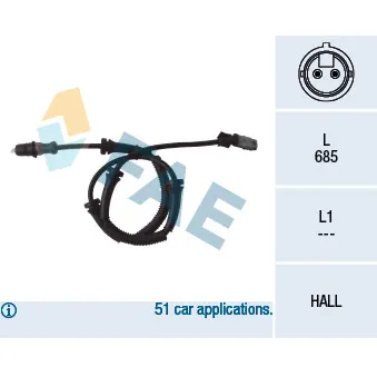 Capteur, vitesse de roue FAE 78095