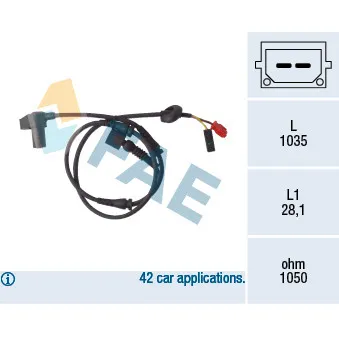 Capteur, vitesse de roue FAE 78100