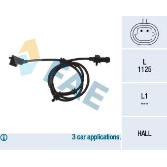 Capteur, vitesse de roue avant gauche FAE 78104