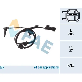 Capteur, vitesse de roue FAE 78110