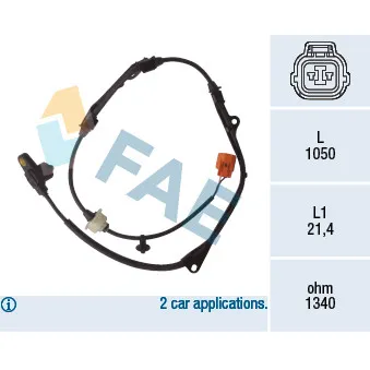 Capteur, vitesse de roue avant droit FAE 78114