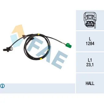 Capteur, vitesse de roue FAE 78158