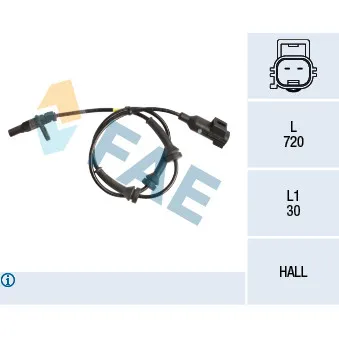 Capteur, vitesse de roue FAE 78212