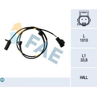 Capteur, vitesse de roue FAE 78270