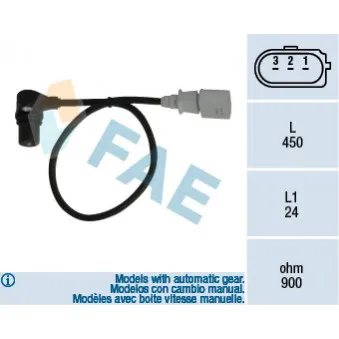 Capteur d'angle, vilebrequin FAE 79055