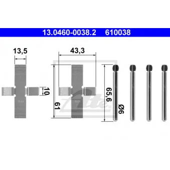 Kit d'accessoires, plaquette de frein à disque ATE 13.0460-0038.2