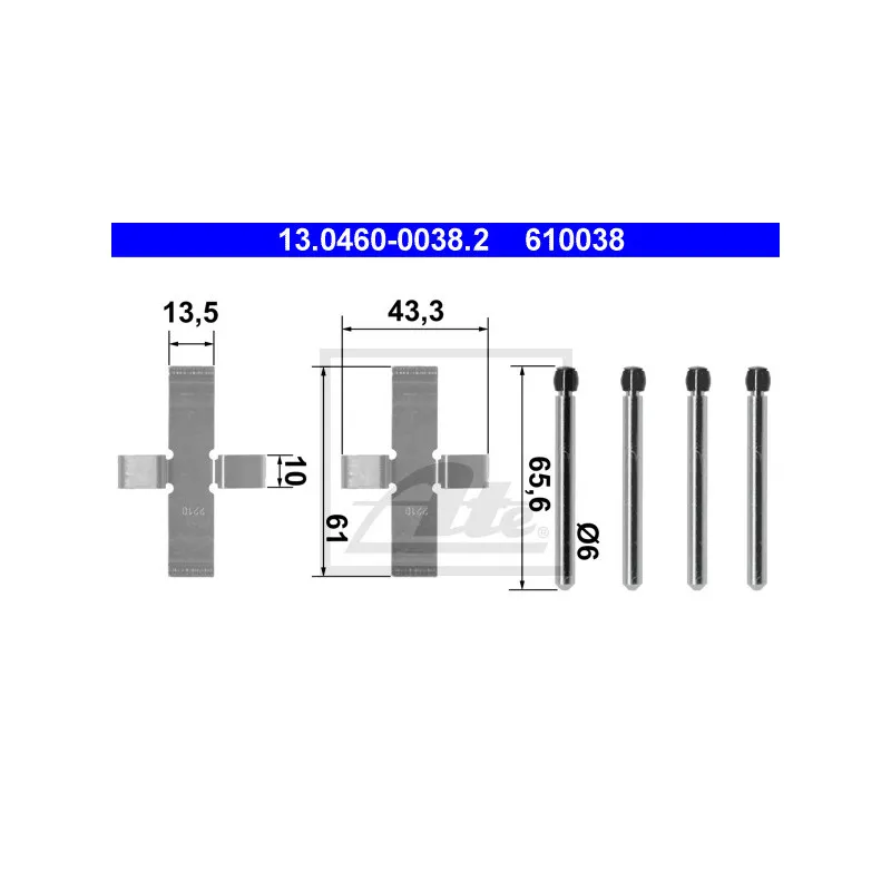 Kit d'accessoires, plaquette de frein à disque ATE 13.0460-0038.2