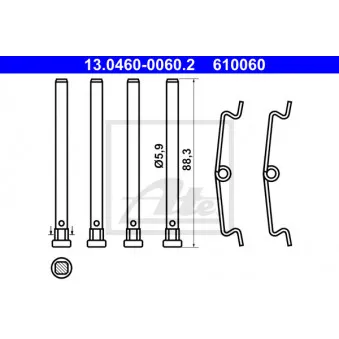 Kit d'accessoires, plaquette de frein à disque ATE 13.0460-0060.2