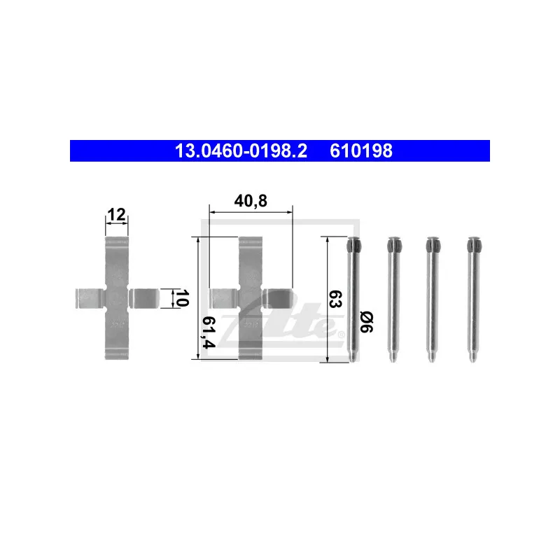Kit d'accessoires, plaquette de frein à disque ATE 13.0460-0198.2