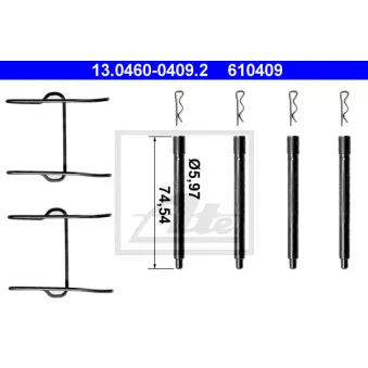 Kit d'accessoires, plaquette de frein à disque ATE 13.0460-0409.2