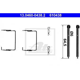 Kit d'accessoires, plaquette de frein à disque ATE 13.0460-0438.2