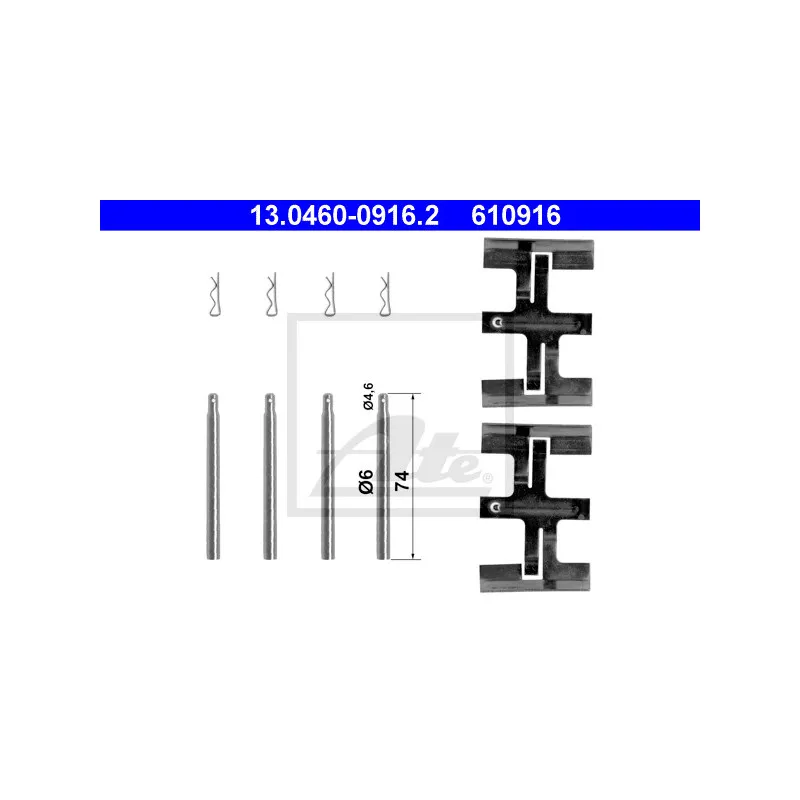 Kit d'accessoires, plaquette de frein à disque ATE 13.0460-0916.2