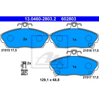 Jeu de 4 plaquettes de frein avant ATE 13.0460-2803.2