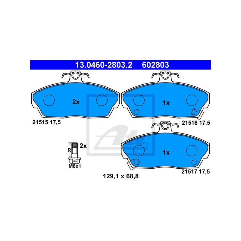 Jeu de 4 plaquettes de frein avant ATE 13.0460-2803.2