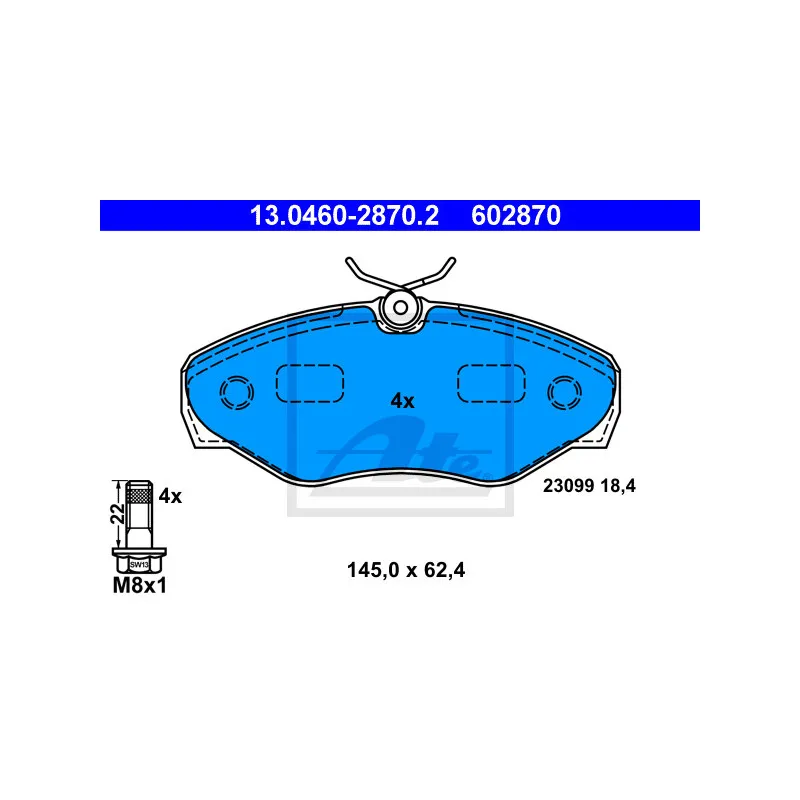 Jeu de 4 plaquettes de frein avant ATE 13.0460-2870.2