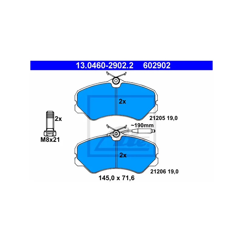 Jeu de 4 plaquettes de frein avant ATE 13.0460-2902.2