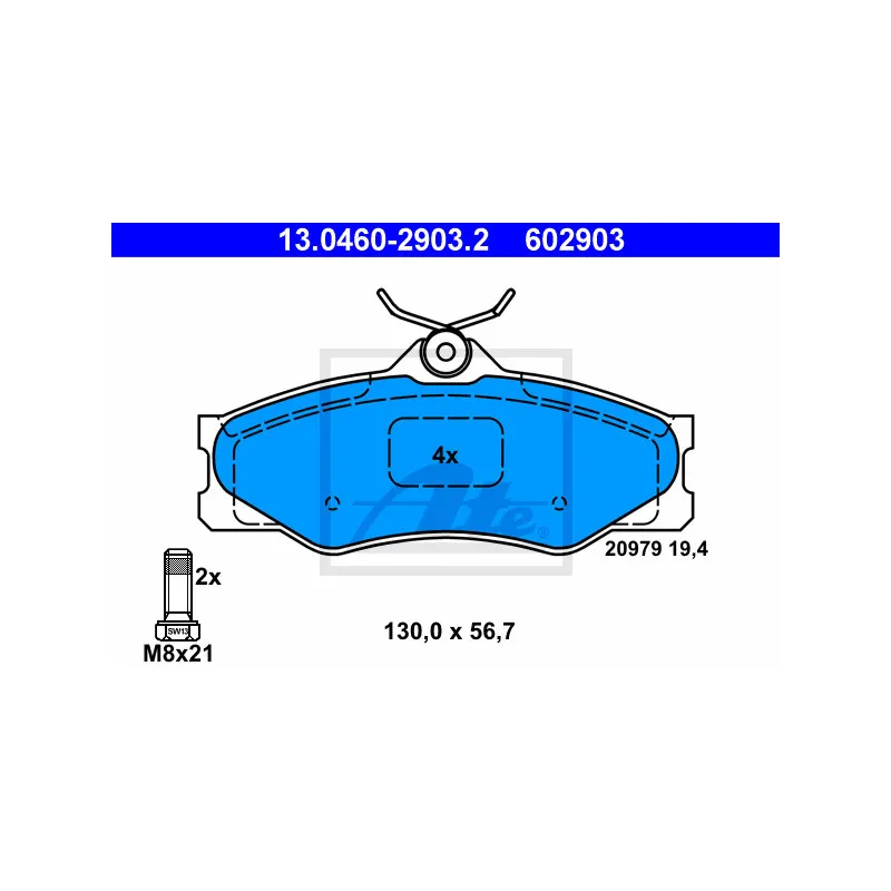 Jeu de 4 plaquettes de frein avant ATE 13.0460-2903.2