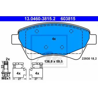 Jeu de 4 plaquettes de frein avant ATE 13.0460-3815.2