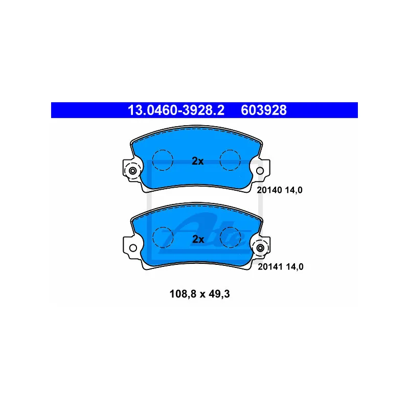 Jeu de 4 plaquettes de frein avant ATE 13.0460-3928.2