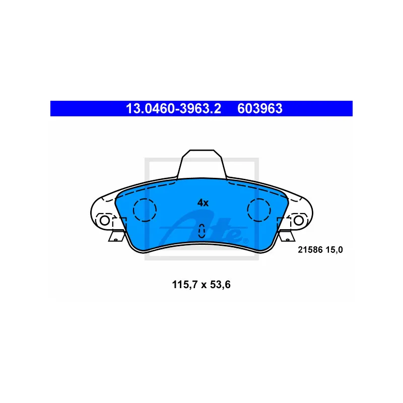 Jeu de 4 plaquettes de frein arrière ATE 13.0460-3963.2