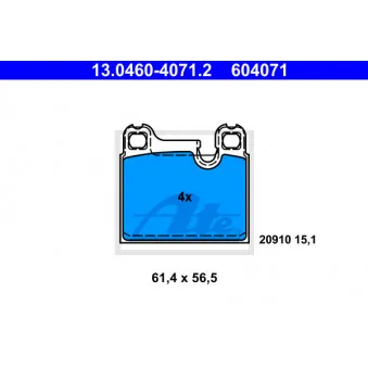 Jeu de 4 plaquettes de frein avant ATE 13.0460-4071.2