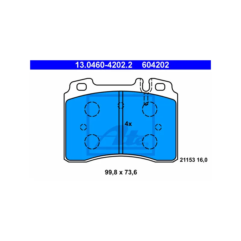 Jeu de 4 plaquettes de frein avant ATE 13.0460-4202.2