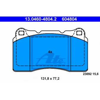 Jeu de 4 plaquettes de frein avant ATE 13.0460-4804.2